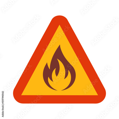 Flammable Materials Warning Sign Vector Illustration with Orange Triangle and Fire Symbol