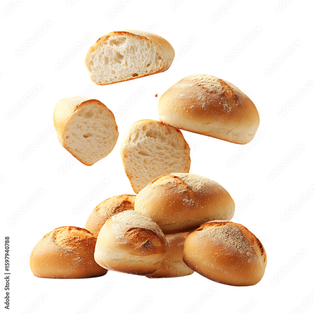 Fototapeta premium Baked Bread Rolls Falling 