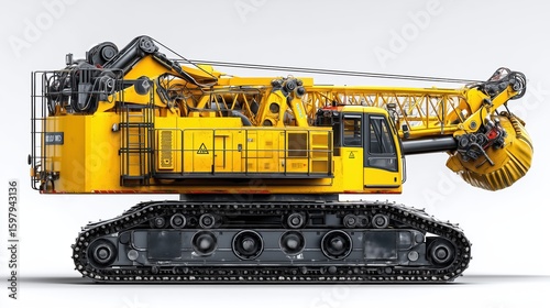 Heavy Duty Yellow Excavator with Tracks and Large Bucket for Construction Projects