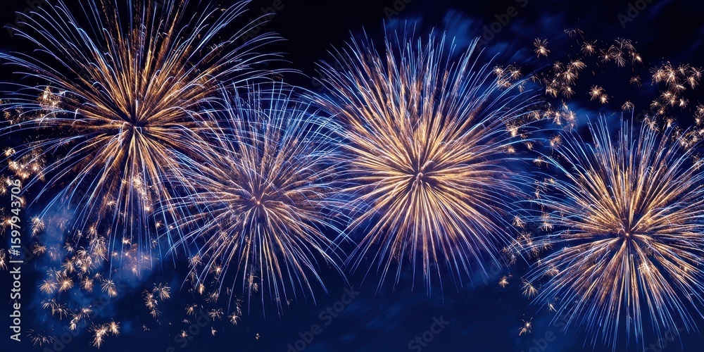 Fototapeta premium The captivating array of vibrant fireworks illuminating the night sky.