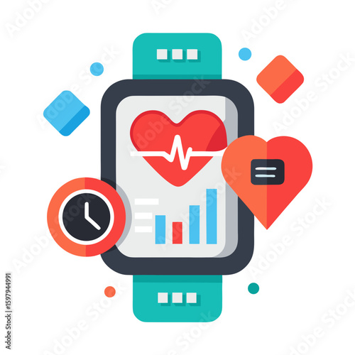 Smartwatch with heart rate icon