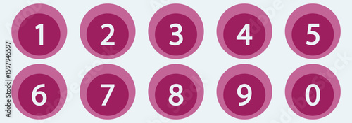 Simple round numbers symbol set. Set of round 1 to 10 isolated on white background. Vector illustration. EPS 10