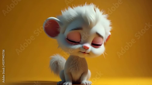 a cute white cartoon animal with a big smile