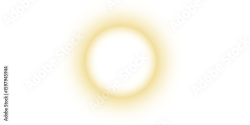 yellow glowing halo circle with soft gradient blur effect on white background. Modern abstract light ring for digital designs, highlights, or overlays. High-resolution isolated vector glow.