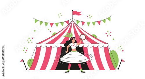Exotic Dancer Performing Under Big Top Circus Tent Celebration Spectacle
