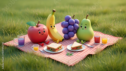 A Picnic With Fruit And Fruit On It