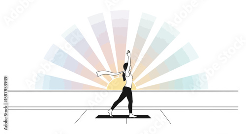 Mindful Morning: A Woman Practicing Yoga At Sunrise For Wellness And Serenity