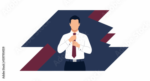 Man Adjusting Tie Getting Ready For Interview Or Big Meeting Presentation