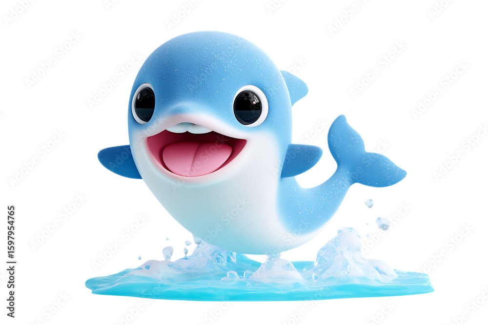 Fototapeta premium Joyful cartoon dolphin leaping!