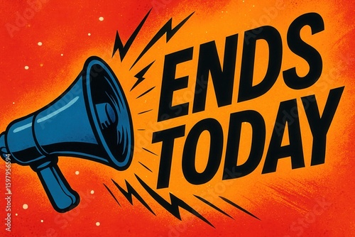 A graphic image features a blue megaphone with the bold text 