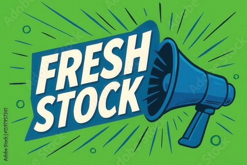 A vibrant graphic featuring a blue megaphone with the phrase 