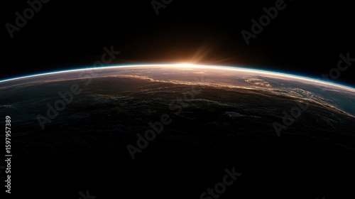 The breathtaking view of Earth at sunrise from space.