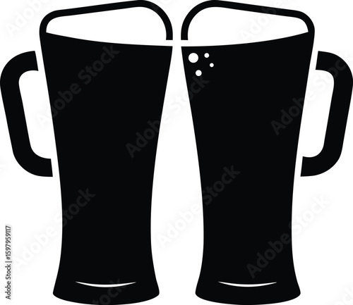 mug beer silhouette vector illustration, chilling beer glass symbol 