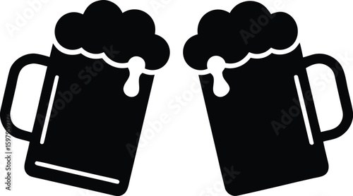 mug beer silhouette vector illustration, chilling beer glass symbol 