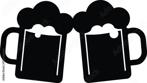 mug beer silhouette vector illustration, chilling beer glass symbol 