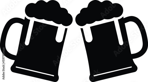 mug beer silhouette vector illustration, chilling beer glass symbol 