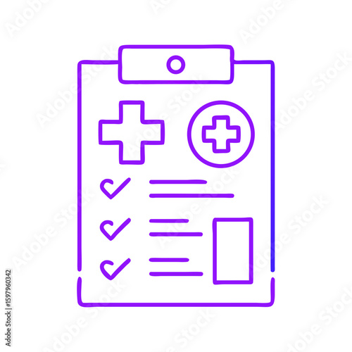 Medical history checklist icon with clipboard and health symbols  