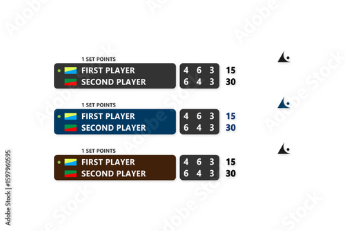 brown blue dark tennis vector banner template for tv broadcast and score keeping