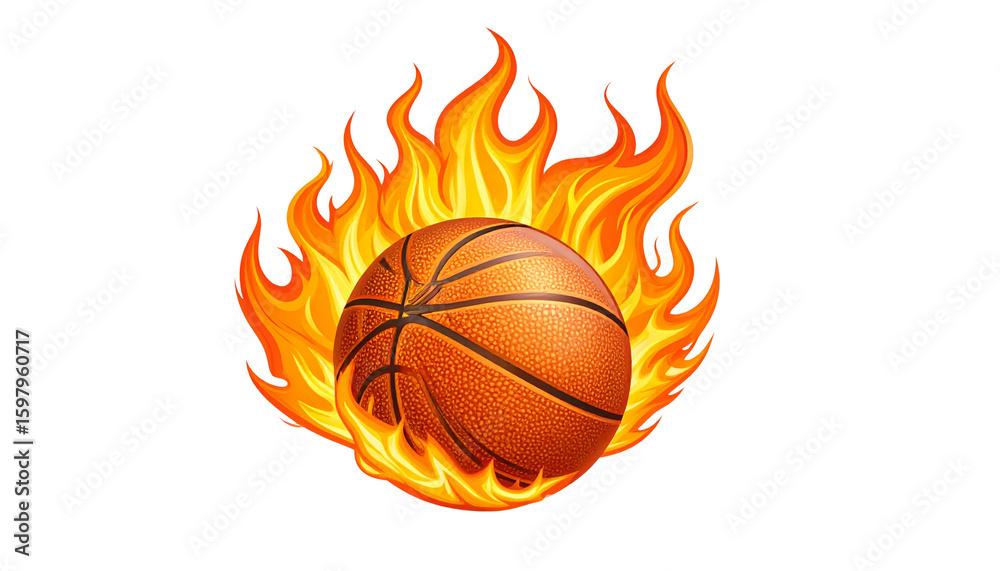 Fototapeta premium Fiery Basketball Vector Illustration Isolated on White Background