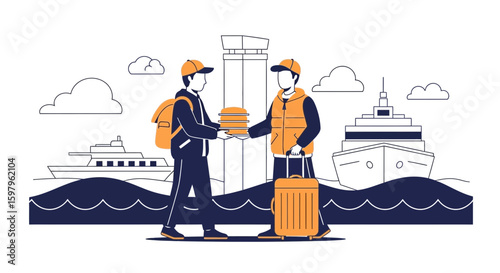 International Cruise Travel With Service Staff Providing Assistance And Delivery