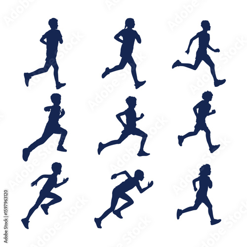 Wallpaper Mural flat design kids running collection Torontodigital.ca