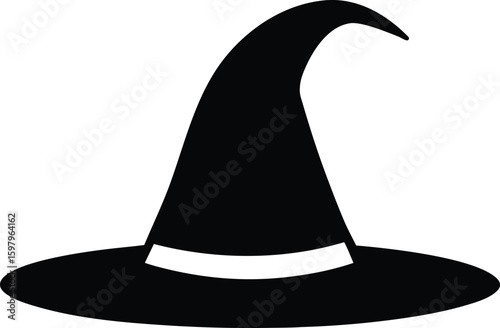 halloween witch hat silhouette vector, 