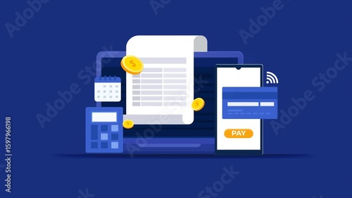 Digital payment, finance, billing, online invoice