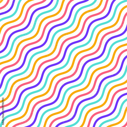 seamless vector colorful wave lines pattern background