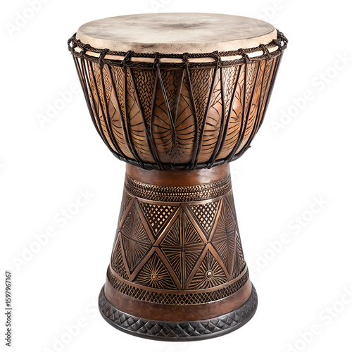 Intricate Carved Djembe Drum A Masterpiece of African Percussion