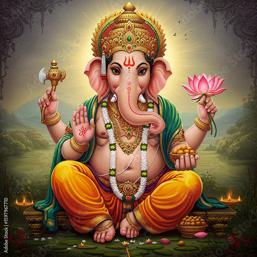 Auspicious Lord Ganesha wit...