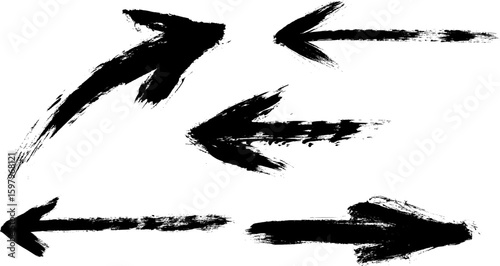 Arrow Grunge Brush Stroke Drawing Vector Set
