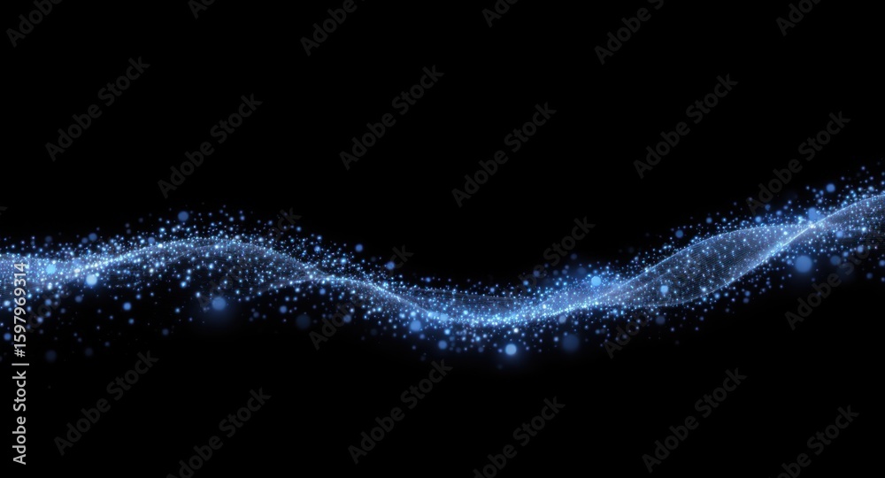 Fototapeta premium Abstract Blue Light Wave on Black Background