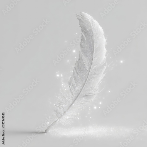 Abstract White Feather Design With Sparkle Dust