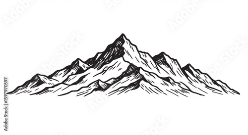 A clean and elegant vector logo of a mountain range with stylized shadow details