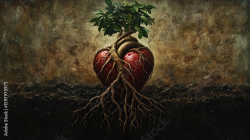Heart-shaped roots growing a small tree
