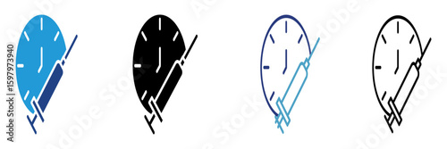 Syringe and clock time icon to symbolize injection effect duration schedule, vaccination time, immunization, or injection reminder