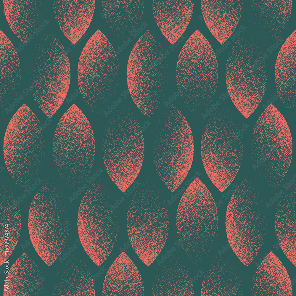 Εκτύπωση καμβά Exceptional extravagant boho seamless pattern grainy textured red green vector abstract background