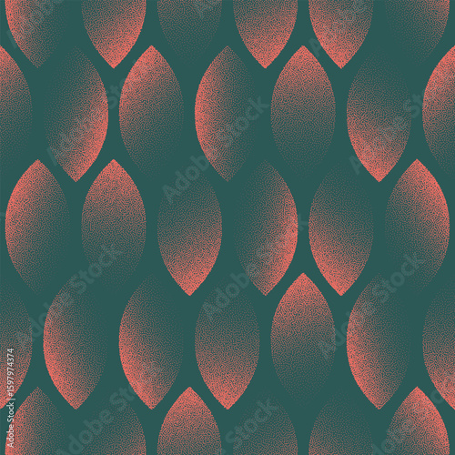 Exceptional extravagant boho seamless pattern grainy textured red green vector abstract background. Magnificent bohemian endless graphic abstraction for textile print. Gypsy halftone art Illustration