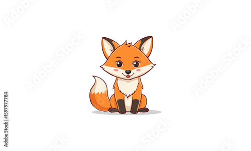 Cute Cartoon Fox Sitting