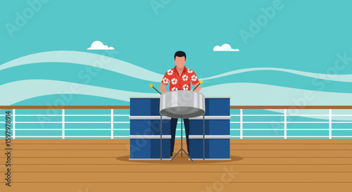 Tropical Tunes Performing Steelpan Music on a Cruise Ship Deck