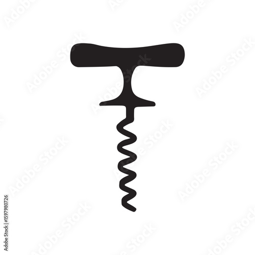 Corkscrew Silhouette: Wine Bottle Opener for Beverage Enthusiasts