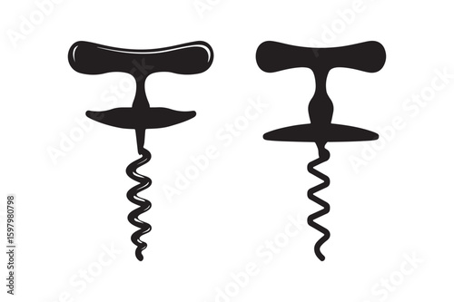 Corkscrew Silhouette: Wine Bottle Opener for Beverage Enthusiasts