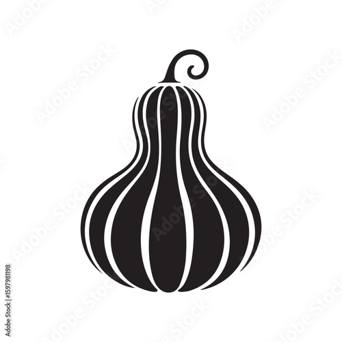 Elegant Black Gourd Silhouette Design: Perfect for Autumn and Harvest Themes