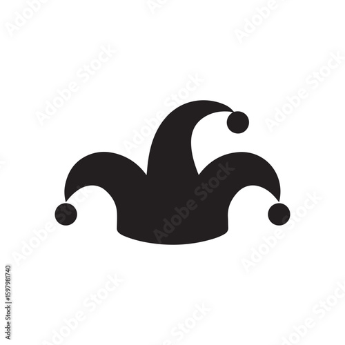 Jester Hat Silhouette: Whimsical Clown or Joker Cap Design