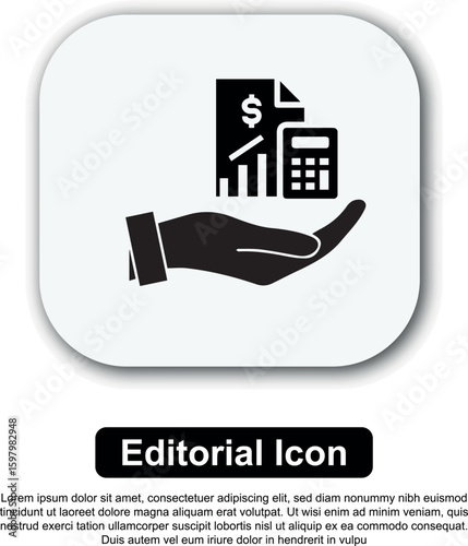 Financial accounting and business investment analysis icon with report and calculator
