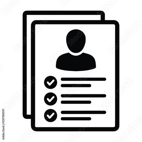 Personal Data Checklist Icon – Vector Outline of Profile Review and Task Report Illustration