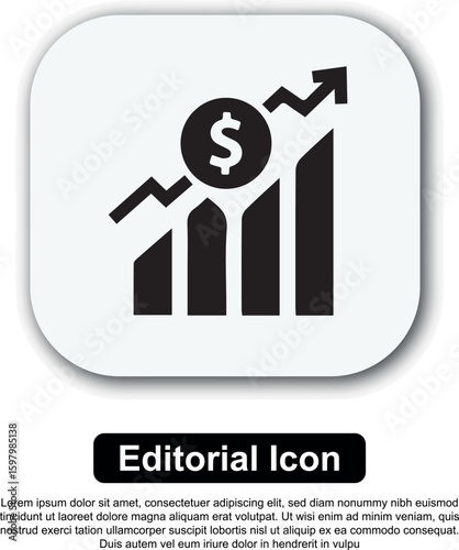 Financial growth icon with dollar sign on an upward trending bar chart and line graph