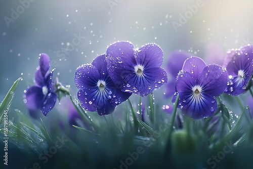photo of a cluster of wild violets growing