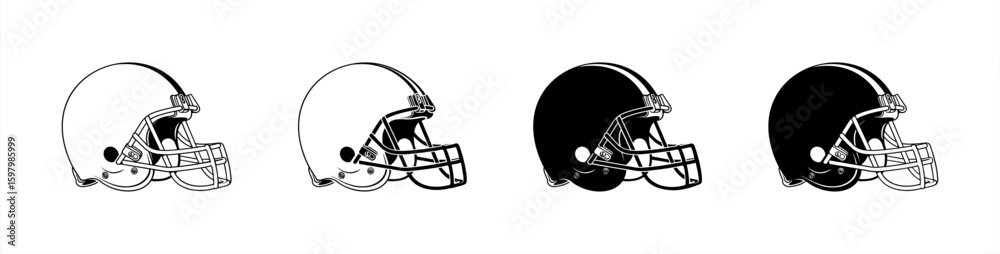 Naklejka premium American Football Helmet Silhouette set. Vector 10 eps.