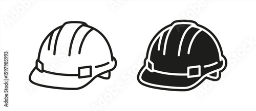 Hard hat vector icon. Safety helmet for construction worker, builder, or engineer. Industrial head protection. Personal protective equipment (PPE) concept symbol. Vector 10 eps.